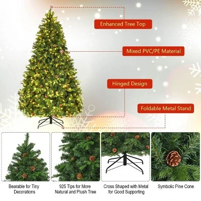 Costway 7Ft/7.5FT/8FT Pre-Lit Christmas Tree Hinged 460/540/600 Lightss 7 Costway 7Ft/7.5FT/8FT Pre-Lit Christmas Tree Hinged 460/540/600 Lightss - Image 7