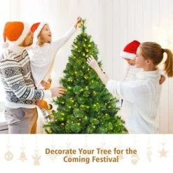 Tangkula Realistic Christmas Hinged Tree W/ LED Lights 6FT Pre-Lit Artificial Xmas Tree W/ PVC Branch Tips 17 Tangkula Realistic Christmas Hinged Tree W/ LED Lights 6FT Pre-Lit Artificial Xmas Tree W/ PVC Branch Tips -Christmas Trees Sales Store unnamed file 2497