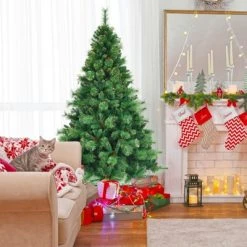 Tangkula Realistic Christmas Hinged Tree W/ LED Lights 6FT Pre-Lit Artificial Xmas Tree W/ PVC Branch Tips 18 Tangkula Realistic Christmas Hinged Tree W/ LED Lights 6FT Pre-Lit Artificial Xmas Tree W/ PVC Branch Tips -Christmas Trees Sales Store unnamed file 2498
