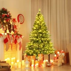 Tangkula Realistic Christmas Hinged Tree W/ LED Lights 6FT Pre-Lit Artificial Xmas Tree W/ PVC Branch Tips 19 Tangkula Realistic Christmas Hinged Tree W/ LED Lights 6FT Pre-Lit Artificial Xmas Tree W/ PVC Branch Tips -Christmas Trees Sales Store unnamed file 2499