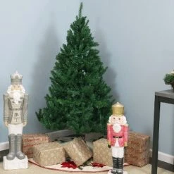 Sunnydaze Decor Sunnydaze Indoor Unlit Faux Tannenbaum Slim Holiday Christmas Evergreen Tree with Hinged Branches - 5' - Green