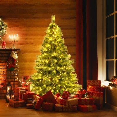 Tangkula Realistic Christmas Hinged Tree W/ LED Lights 6FT Pre-Lit Artificial Xmas Tree W/ PVC Branch Tips 9 Tangkula Realistic Christmas Hinged Tree W/ LED Lights 6FT Pre-Lit Artificial Xmas Tree W/ PVC Branch Tips - Image 9