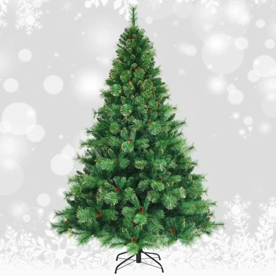 Tangkula Realistic Christmas Hinged Tree W/ LED Lights 6FT Pre-Lit Artificial Xmas Tree W/ PVC Branch Tips 11 Tangkula Realistic Christmas Hinged Tree W/ LED Lights 6FT Pre-Lit Artificial Xmas Tree W/ PVC Branch Tips - Image 11