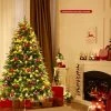 Costway 6ft Pre-Lit Snowy Christmas Hinged Tree 11 Flash Modes w/ 350 Multi-Color Lights