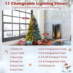 Costway 6ft Pre-Lit Snowy Christmas Hinged Tree 11 Flash Modes w/ 350 Multi-Color Lights -Christmas Trees Sales Store unnamed file 2509