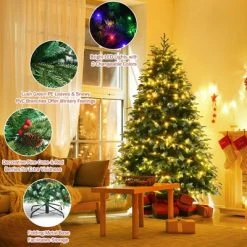 Costway 6ft Pre-Lit Snowy Christmas Hinged Tree 11 Flash Modes w/ 350 Multi-Color Lights -Christmas Trees Sales Store unnamed file 2510