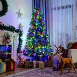 Costway 7ft Pre-lit Hinged Christmas Tree w/ Remote Control & 9 Lighting Modes -Christmas Trees Sales Store unnamed file 2522