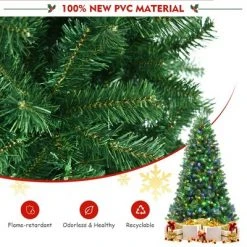 Costway 7ft Pre-lit Hinged Christmas Tree w/ Remote Control & 9 Lighting Modes -Christmas Trees Sales Store unnamed file 2524