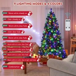 Costway 7ft Pre-lit Hinged Christmas Tree w/ Remote Control & 9 Lighting Modes -Christmas Trees Sales Store unnamed file 2525