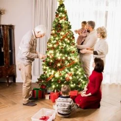 Tangkula 8' Artificial PVC Christmas Tree w/ Stand Holiday Season Green (Indoor/Outdoor)