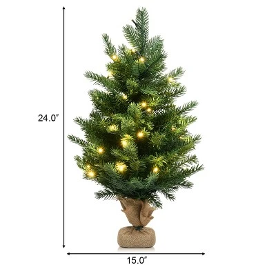 Tangkula 24'' Mini Tabletop Christmas Tree Pre-Lit Artificial Spruce Decor w/ 35 LED Lights and Timer 2 Tangkula 24'' Mini Tabletop Christmas Tree Pre-Lit Artificial Spruce Decor w/ 35 LED Lights and Timer - Image 2