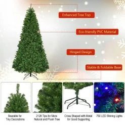Costway Pre-Lit Artificial Christmas Tree 8Ft Hinged 750 LED Lights 13 Costway Pre-Lit Artificial Christmas Tree 8Ft Hinged 750 LED Lights -Christmas Trees Sales Store unnamed file 2549