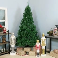 Sunnydaze Decor Sunnydaze Indoor Unlit Faux Tannenbaum Slim Holiday Christmas Evergreen Tree with Hinged Branches - 7' - Green