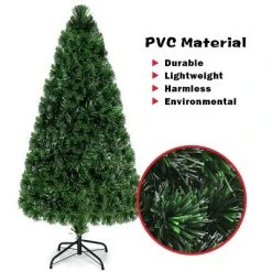 Costway Pre-Lit Fiber Optic Artificial PVC Christmas Tree Metal 5Ft -Christmas Trees Sales Store unnamed file 2553