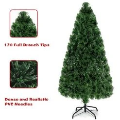 Costway Pre-Lit Fiber Optic Artificial PVC Christmas Tree Metal 5Ft -Christmas Trees Sales Store unnamed file 2554