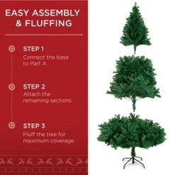 Best Choice Products 6ft Premium Hinged Artificial Christmas Pine Tree w/ 1,000 Tips, Metal Base -Christmas Trees Sales Store unnamed file 2575