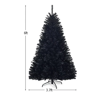 Costway 7.5Ft or 6Ft Hinged Artificial Halloween Christmas Tree Full Tree with Metal Stand Black 3 Costway 7.5Ft or 6Ft Hinged Artificial Halloween Christmas Tree Full Tree with Metal Stand Black - Image 3