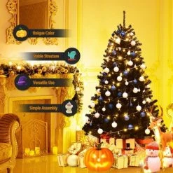 Costway 7.5Ft or 6Ft Hinged Artificial Halloween Christmas Tree Full Tree with Metal Stand Black 15 Costway 7.5Ft or 6Ft Hinged Artificial Halloween Christmas Tree Full Tree with Metal Stand Black -Christmas Trees Sales Store unnamed file 2596