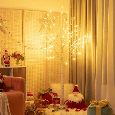 Costway 6ft Pre-lit White Twig Birch Tree for Christmas Holiday w/96 LED Lights 1 Costway 6ft Pre-lit White Twig Birch Tree for Christmas Holiday w/96 LED Lights