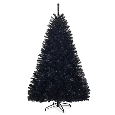 Costway 7.5Ft or 6Ft Hinged Artificial Halloween Christmas Tree Full Tree with Metal Stand Black 10 Costway 7.5Ft or 6Ft Hinged Artificial Halloween Christmas Tree Full Tree with Metal Stand Black - Image 10