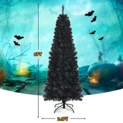 Costway 6ft Pre-lit PVC Christmas Halloween Pencil Tree Black w/ 300 LED Lights 11 Costway 6ft Pre-lit PVC Christmas Halloween Pencil Tree Black w/ 300 LED Lights -Christmas Trees Sales Store unnamed file 2605