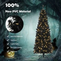 Costway 6ft Pre-lit PVC Christmas Halloween Pencil Tree Black w/ 300 LED Lights 14 Costway 6ft Pre-lit PVC Christmas Halloween Pencil Tree Black w/ 300 LED Lights -Christmas Trees Sales Store unnamed file 2608