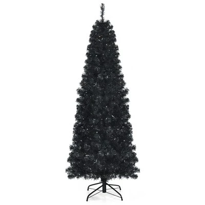 Costway 6ft Pre-lit PVC Christmas Halloween Pencil Tree Black w/ 300 LED Lights 9 Costway 6ft Pre-lit PVC Christmas Halloween Pencil Tree Black w/ 300 LED Lights - Image 9