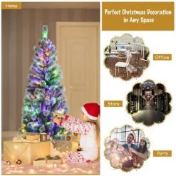 Tangkula Pre-lit Snow Flocked Christmas Pine Tree, Hinged Artificial Xmas Tree W/ Remote-controlled Multi-Color Lights -Christmas Trees Sales Store unnamed file 2618