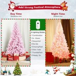 Costway 7.5FT Pre-Lit Snow Flocked Pink Christmas Tree 1100 Tips w/ 450 Lights & 8 Modes 14 Costway 7.5FT Pre-Lit Snow Flocked Pink Christmas Tree 1100 Tips w/ 450 Lights & 8 Modes -Christmas Trees Sales Store unnamed file 2638