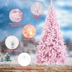 Costway 7.5FT Pre-Lit Snow Flocked Pink Christmas Tree 1100 Tips w/ 450 Lights & 8 Modes 16 Costway 7.5FT Pre-Lit Snow Flocked Pink Christmas Tree 1100 Tips w/ 450 Lights & 8 Modes -Christmas Trees Sales Store unnamed file 2640