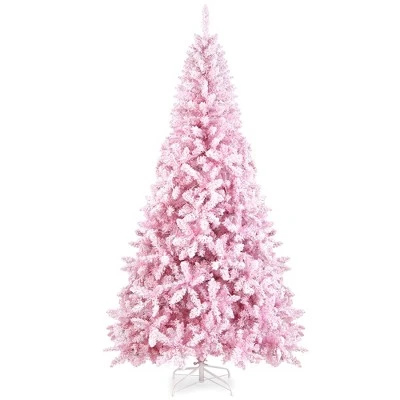 Costway 7.5FT Pre-Lit Snow Flocked Pink Christmas Tree 1100 Tips w/ 450 Lights & 8 Modes 9 Costway 7.5FT Pre-Lit Snow Flocked Pink Christmas Tree 1100 Tips w/ 450 Lights & 8 Modes - Image 9