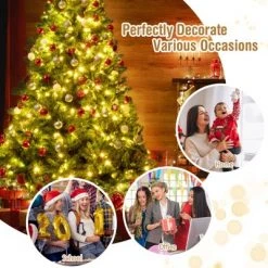 Tangkula Pre-Lit Hinged Lifelike Xmas Tree, Lush Artificial Christmas Tree W/ PVC Tips LED Lights 8 Flash Modes -Christmas Trees Sales Store unnamed file 2672