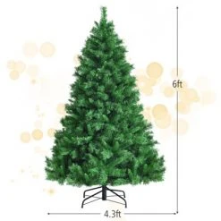 Tangkula Pre-Lit Hinged Lifelike Xmas Tree, Lush Artificial Christmas Tree W/ PVC Tips LED Lights 8 Flash Modes -Christmas Trees Sales Store unnamed file 2676