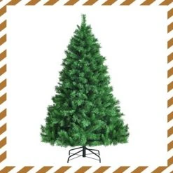 Tangkula Pre-Lit Hinged Lifelike Xmas Tree, Lush Artificial Christmas Tree W/ PVC Tips LED Lights 8 Flash Modes -Christmas Trees Sales Store unnamed file 2677
