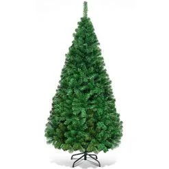 Tangkula 6ft Artificial Christmas Pine Tree Hinged PVC Branches with Solid Metal Legs (Green, 6 FT)