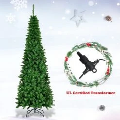 Costway 7.5ft Pre-Lit Hinged Pencil Christmas Tree 350 White Lights -Christmas Trees Sales Store unnamed file 2687