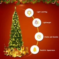 Costway 7.5ft Pre-Lit Hinged Pencil Christmas Tree 350 White Lights -Christmas Trees Sales Store unnamed file 2692
