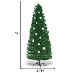 Costway 6FT Pre-Lit Fiber Optic Christmas Tree Multicolor Lights