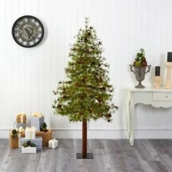 6ft Nearly Natural Pre-Lit LED Wyoming Alpine with Pinecones Artificial Christmas Tree Clear Lights -Christmas Trees Sales Store unnamed file 2704