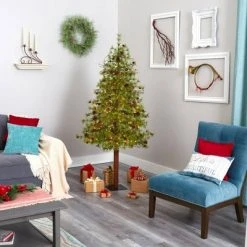 6ft Nearly Natural Pre-Lit LED Wyoming Alpine with Pinecones Artificial Christmas Tree Clear Lights -Christmas Trees Sales Store unnamed file 2705