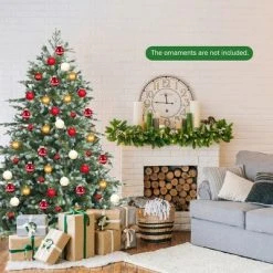 Costway 6ft Artificial Christmas Spruce Hinged Tree w/ 892 Mixed PE & PVC Tips -Christmas Trees Sales Store unnamed file 2709