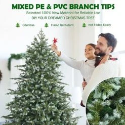 Costway 6ft Artificial Christmas Spruce Hinged Tree w/ 892 Mixed PE & PVC Tips -Christmas Trees Sales Store unnamed file 2712