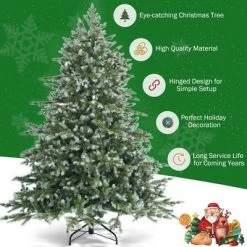 Costway 6ft Artificial Christmas Spruce Hinged Tree w/ 892 Mixed PE & PVC Tips -Christmas Trees Sales Store unnamed file 2713