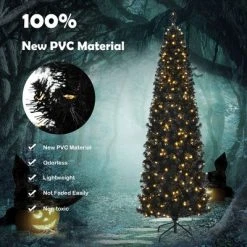 Costway 7ft Pre-lit PVC Christmas Halloween Pencil Tree Black w/ 350 LED Lights 14 Costway 7ft Pre-lit PVC Christmas Halloween Pencil Tree Black w/ 350 LED Lights -Christmas Trees Sales Store unnamed file 2721