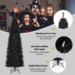 Costway 7ft Pre-lit PVC Christmas Halloween Pencil Tree Black w/ 350 LED Lights 15 Costway 7ft Pre-lit PVC Christmas Halloween Pencil Tree Black w/ 350 LED Lights -Christmas Trees Sales Store unnamed file 2722