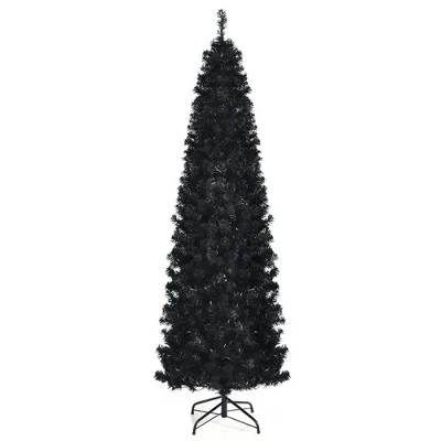 Costway 7ft Pre-lit PVC Christmas Halloween Pencil Tree Black w/ 350 LED Lights 9 Costway 7ft Pre-lit PVC Christmas Halloween Pencil Tree Black w/ 350 LED Lights - Image 9