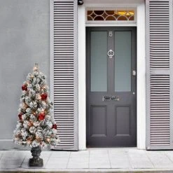 National Tree Company 5ft National Christmas Tree Company Snowy Bristle Pine Artificial Pencil Christmas Tree 100ct Clear