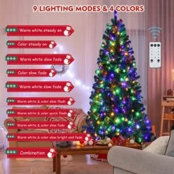 Costway 8ft Pre-lit Hinged Christmas Tree with Remote Control & 9 Lighting Modes -Christmas Trees Sales Store unnamed file 2738