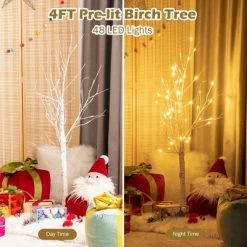 Costway 4ft Pre-lit White Twig Birch Tree for Christmas Holiday w/ 48 LED Lights -Christmas Trees Sales Store unnamed file 274
