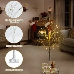 Costway 4ft Pre-lit White Twig Birch Tree for Christmas Holiday w/ 48 LED Lights -Christmas Trees Sales Store unnamed file 276